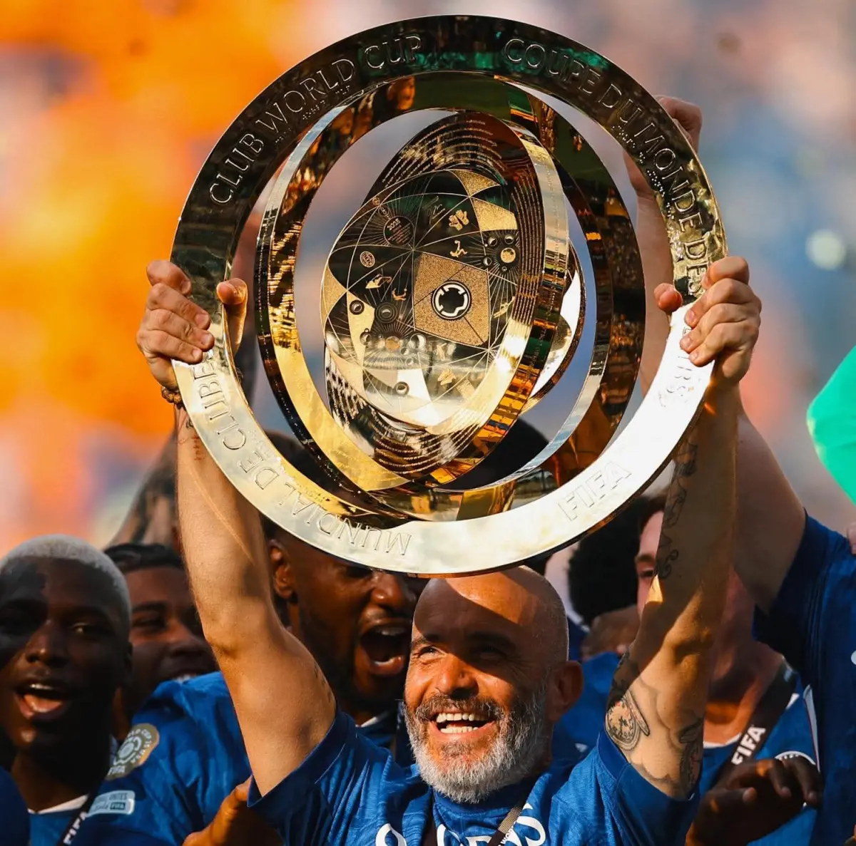 Enzo Maresca  lifts Club World Cup trophy