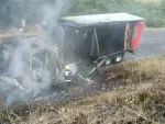 Truck blast in flames after touching chemical on the tarmac in Canelands,KwaZulu-Natal