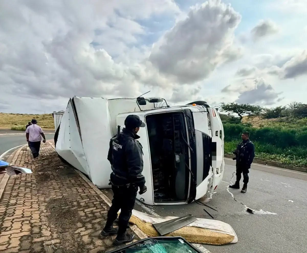 Truck overturned in La Mercy near King Shaka International Airport