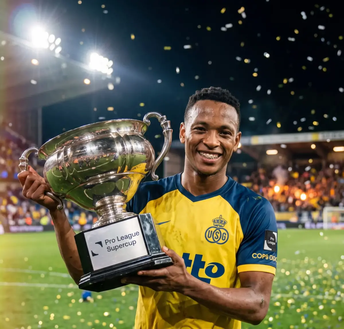 Relebohile Mofokeng lifts his first European trophy with Royale Union Saint-Gilloise