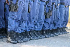 South African Police Service members on parade
